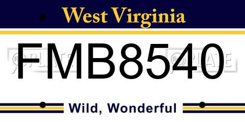 FMB8540 West Virginia License Plate