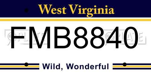 FMB8840 West Virginia License Plate