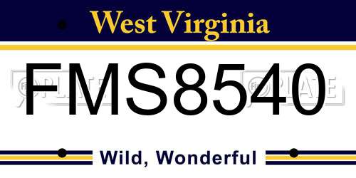 FMS8540 West Virginia License Plate