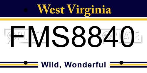 FMS8840 West Virginia License Plate
