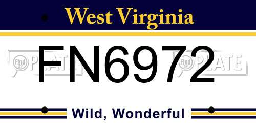 FN6972 West Virginia License Plate