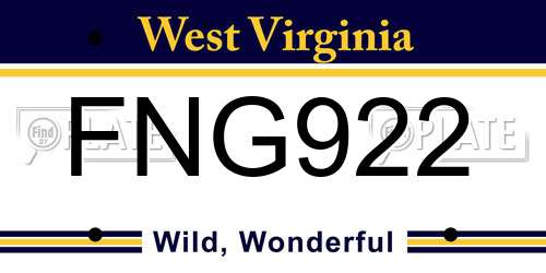 FNG922 West Virginia License Plate