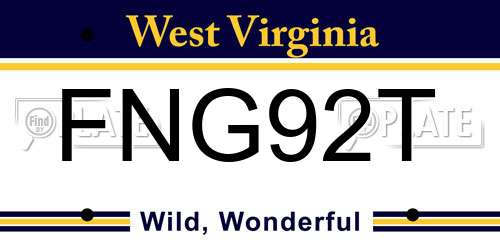 FNG92T West Virginia License Plate