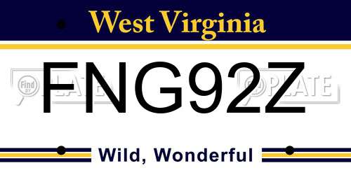 FNG92Z West Virginia License Plate