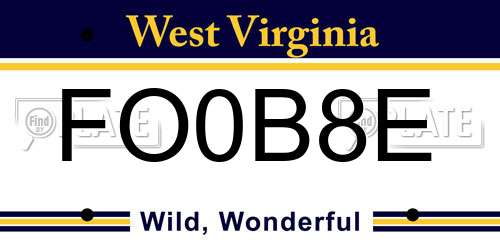 FO0B8E West Virginia License Plate