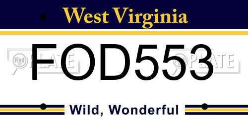 FOD553 West Virginia License Plate