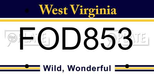 FOD853 West Virginia License Plate