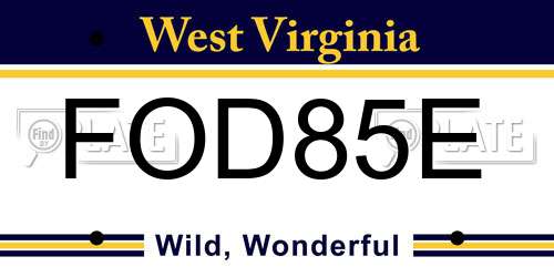 FOD85E West Virginia License Plate