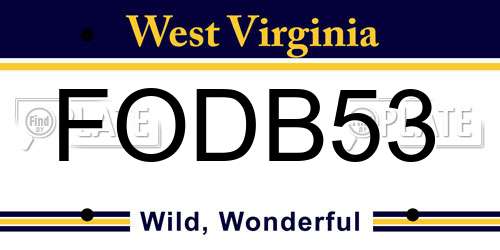 FODB53 West Virginia License Plate