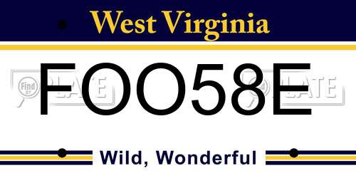 FOO58E West Virginia License Plate
