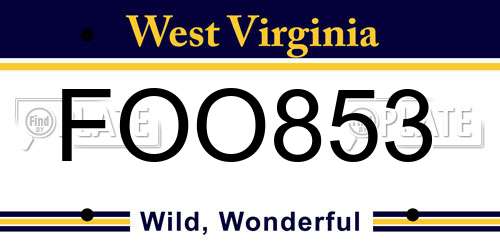 FOO853 West Virginia License Plate