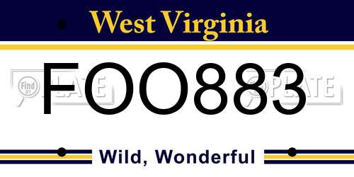 FOO883 West Virginia License Plate