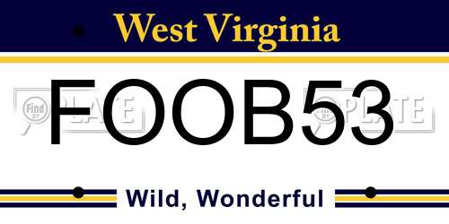 FOOB53 West Virginia License Plate