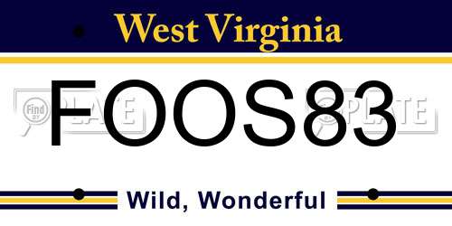 FOOS83 West Virginia License Plate