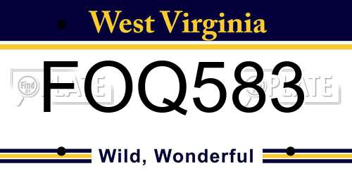 FOQ583 West Virginia License Plate