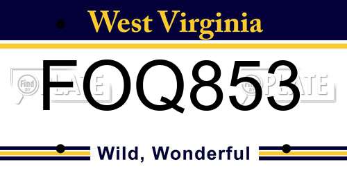 FOQ853 West Virginia License Plate