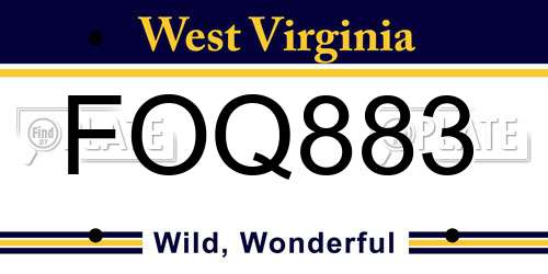 FOQ883 West Virginia License Plate