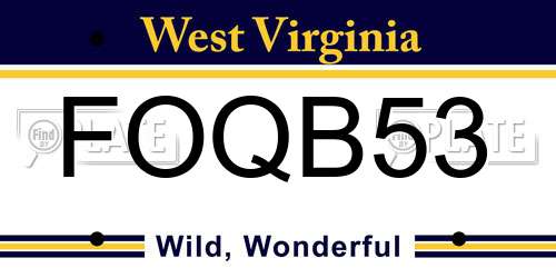 FOQB53 West Virginia License Plate