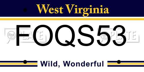 FOQS53 West Virginia License Plate