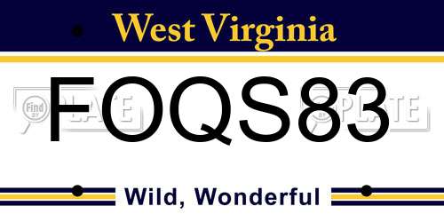 FOQS83 West Virginia License Plate