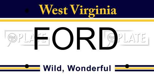 FORD West Virginia License Plate
