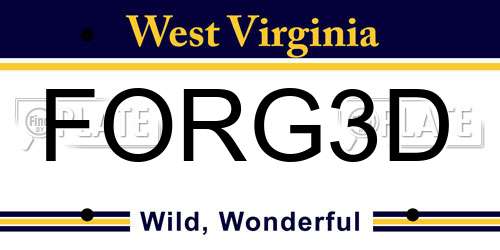 FORG3D West Virginia License Plate