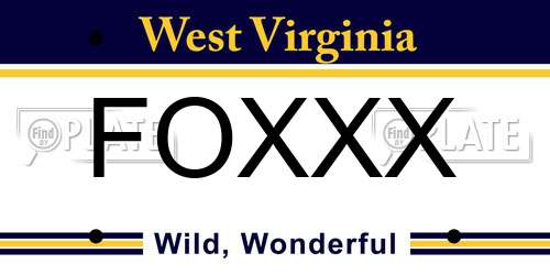 FOXXX West Virginia License Plate