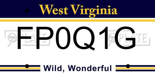 FP0Q1G West Virginia License Plate