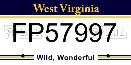 FP57997 West Virginia License Plate