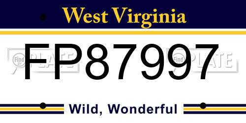 FP87997 West Virginia License Plate