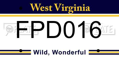 FPD016 West Virginia License Plate