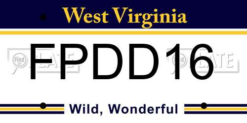 FPDD16 West Virginia License Plate