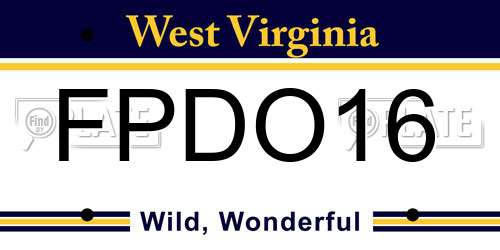 FPDO16 West Virginia License Plate