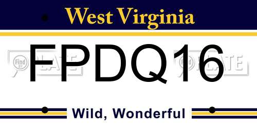 FPDQ16 West Virginia License Plate
