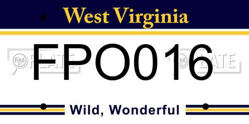 FPO016 West Virginia License Plate