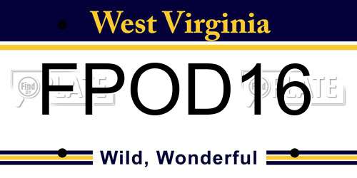 FPOD16 West Virginia License Plate