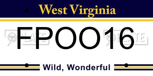 FPOO16 West Virginia License Plate