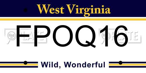 FPOQ16 West Virginia License Plate