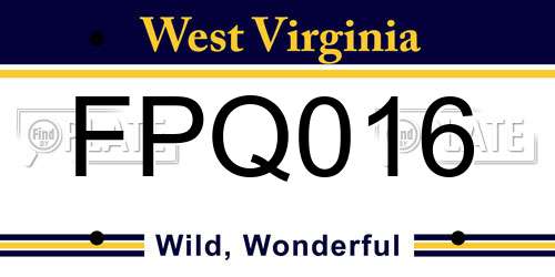 FPQ016 West Virginia License Plate