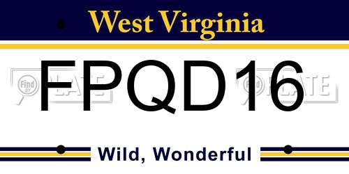 FPQD16 West Virginia License Plate