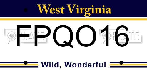FPQO16 West Virginia License Plate