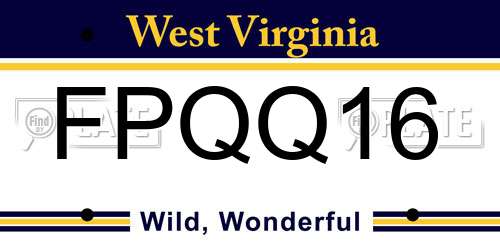FPQQ16 West Virginia License Plate