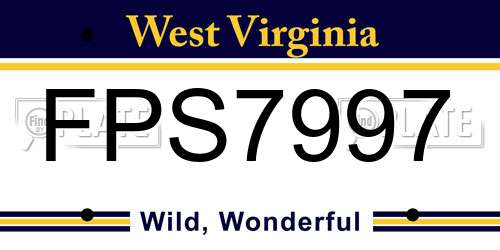 FPS7997 West Virginia License Plate