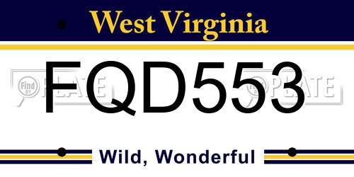 FQD553 West Virginia License Plate