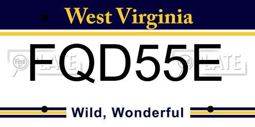 FQD55E West Virginia License Plate