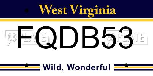 FQDB53 West Virginia License Plate