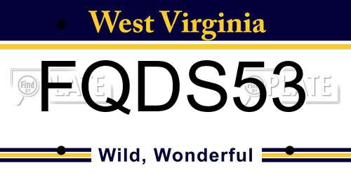 FQDS53 West Virginia License Plate