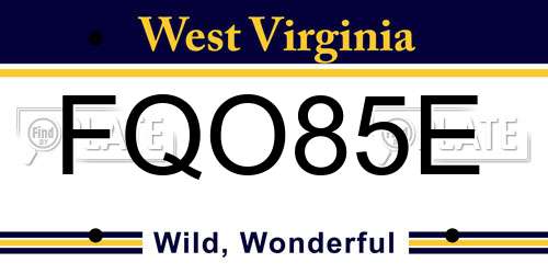 FQO85E West Virginia License Plate