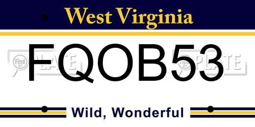 FQOB53 West Virginia License Plate