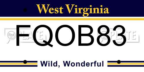 FQOB83 West Virginia License Plate